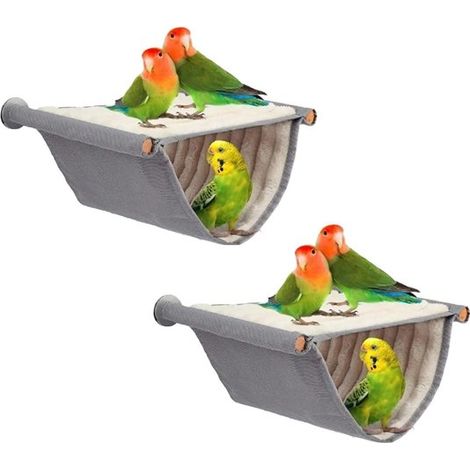 Hamaca para loros de 2 piezas, Hamaca suave y cálida para jaulas de animales, cacatúas, agapornis, cacatúas, canarios y hámsteres, Gris, amarillo (1/5)