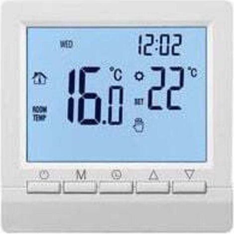 Smart wall thermostat with LCD screen for underfloor heating – White backlight (1/4)