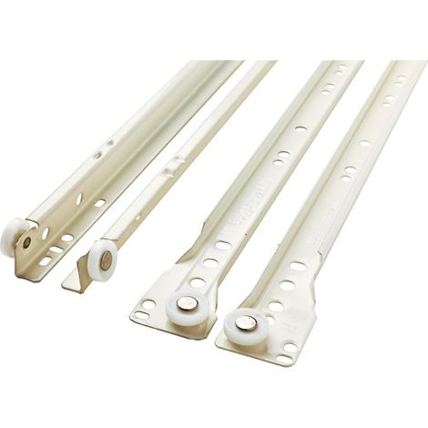 Kit de glissières pour tiroirs - Convient à la plupart des tiroirs inférieurs/latéraux - 1 jeu, blanc, 25 cm (1/5)