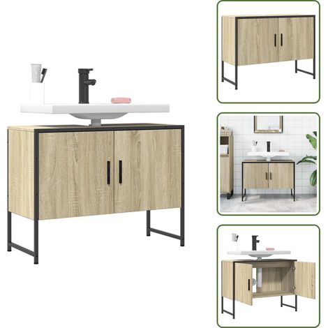 The Living Store Waschbeckenunterschrank Sonoma-Eiche 80x33x60 cm Holzwerkstoff - Bad Schrank