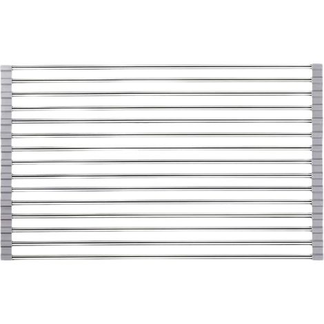 Égouttoir à vaisselle pliable et enroulable en acier inoxydable, multifonctionnel pour la cuisine, pour le rangement des légumes et des fruits (1/5)