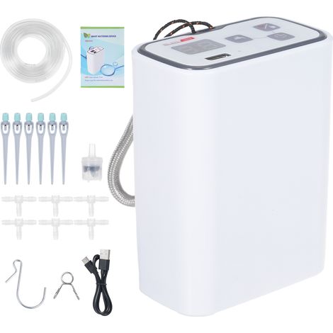Sistema di irrigazione automatico, kit di irrigazione a goccia automatico con timer, display a LED e alimentazione USB, sistema di irrigazione per piante in vaso da interno. (1/5)