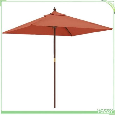 Parasol de jardin - FAFEICY - 363188 - 198x198x231 cm - Carré terre cuite - Mât en bois (teck) (1/5)