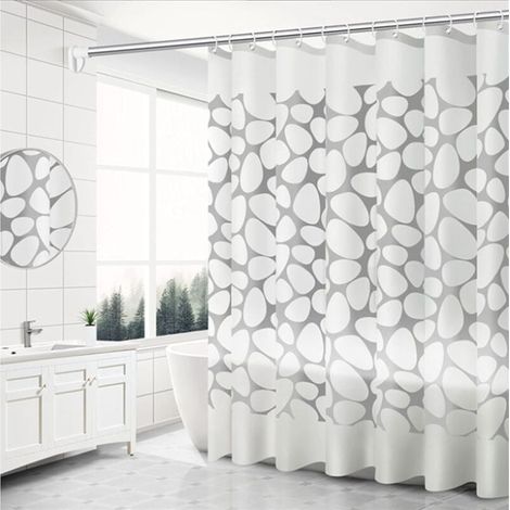 Tende da doccia, tende da bagno, tende in tessuto spesso impermeabile, tende da bagno in tessuto impermeabile e antimuffa - 180 x 200 cm (ciottoli) (1/5)