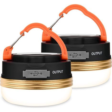 Lampes de Camping LED USB Rechargeables, Lumière Tente avec Base Magnétique Tente D'extérieur Portable SOS Light 4 Modes avec Crochet IP43 Étanche pour Randonnée,Pêche,Urgence (2PCS) (1/5)