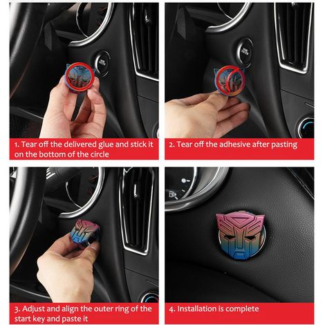 Cache de protection métallique pour bouton de démarrage de voiture, modification intérieure, autocollant décoratif pour interrupteur d'allumage (1/5)