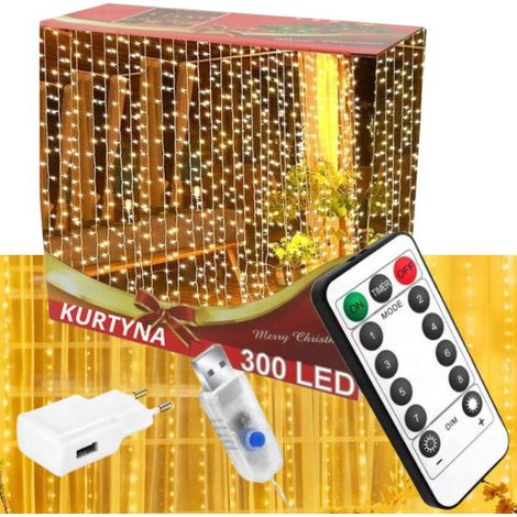 Cortina de luces, guirnalda de luces para árbol de Navidad para ventana, 3x3M 300LED (1/5)