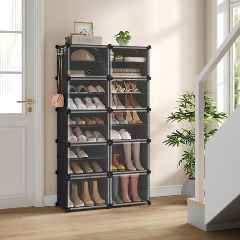 WOLTU Zapatero con 10 compartimentos, capacidad para 40 pares de zapatos, negro, ahorra espacio (1/5)