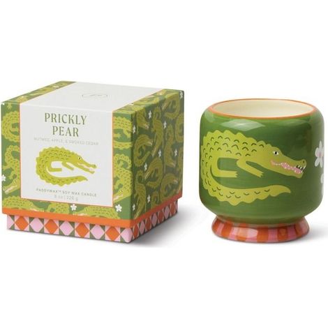 Candela in Ceramica A Dopo Coccodrillo 226g Verde Prickly Pear Paddywax