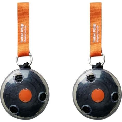 Lot de 2 sacs à provisions portables pliables en forme de disque, sac de rangement durable et rotatif, Noir (1/4)