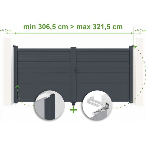 Portail battant ajustable en largeur CARPATIA 3m H.160cm Aluminium Gris Anthracite (1/4)