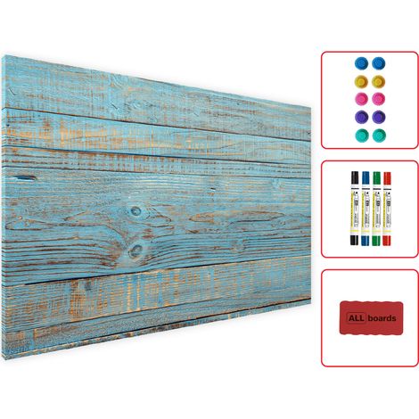 Allboards – Tableau magnétique en métal 60x40 cm – Motif planches bleues – Acier léger – Pour tous types d'aimants – Effaçable avec marqueurs (1/5)