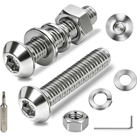 80 Pièces M2 Vis et Écrous Set, Boulons et Écrous M2x12 mm Vis à Tête Hexagonale Acier Inoxydable 304 Ronde Boulon avec Rondelles pour Meubles Industriels (1/5)