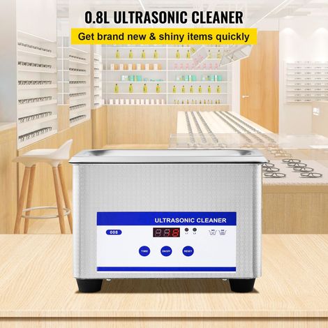 VEVOR Nettoyeur ultrasons 0,8L acier inox 304 minuterie 0-15min écran LED 24W 40kHz bijoux lunettes usage pro domicile (1/5)