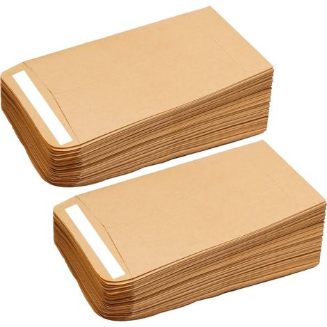 Enveloppe - Kraft Brun - 10 x 6 cm - Autoadhésif - Pour Graines Billets Petits Objets - Lot de 100 (1/5)