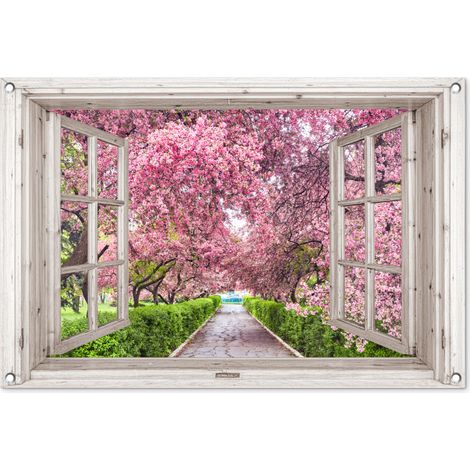 Balcony Privacy Banner Japanese - Sakura - Blossom - Tree - Blossom branches - See-through 90x60 cm (1/5)