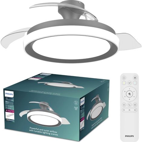 [GEBRAUCHT] B-Ware Philips LED Deckenventilator 28W Fernbedienung Dimmbar schwarz 170m³/h 3 Flügel