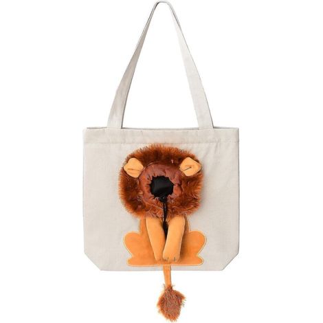 Sac bandoulière Outcrop petit lion pour animaux de compagnie, en toile, gris clair, idéal pour transporter chiens et chats. (1/4)