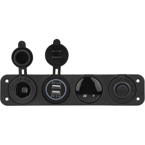 Gang USB Cigarette Lighter Socket with Voltmeter (BLUE) (1/5)