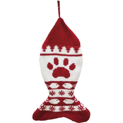 Chaussette De Noël Pour Chien - Forme Os Ou Poisson - En Tricot Doux Et Résistant - Décoration Festive Pour Intérieur - Lot De 2 (1/5)