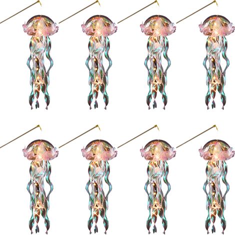 Lanterne suspendue en forme de méduse, veilleuse d'ambiance décorative suspendue, rose, 50x24CM, 8 pièces (1/5)