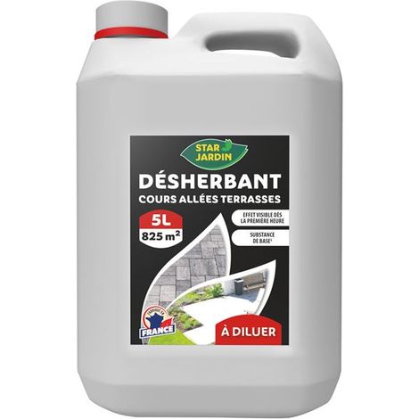 Désherbant naturel concentré 5L – Efficace sur allées et terrasses – Effet visible en 1h – Traite jusqu'à 800m2 – Star Jardin