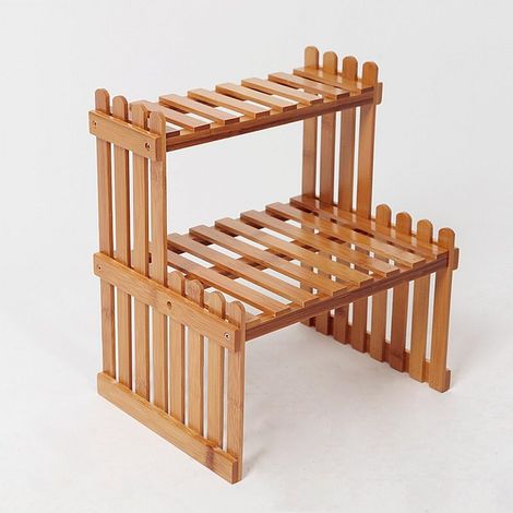 MINKUROW Supporto Per Piante In Legno A 1/2 Livelli Supporto Per Piante Da Esterno Per Interni Fioriera Da Scrivania Portavaso Per Fiori Piccolo Supporto Per Fiori Balcone Per Interni Supporto Per Pia (1/5)