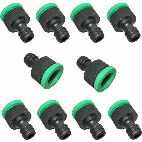 30x Nez de Robinet adaptateurs Filetage Femelle 3/4'' et 1/2" vers raccord Rapide mâle 1/2" - en Plastique -pour Tuyau d'arrosage Noir, (1/5)