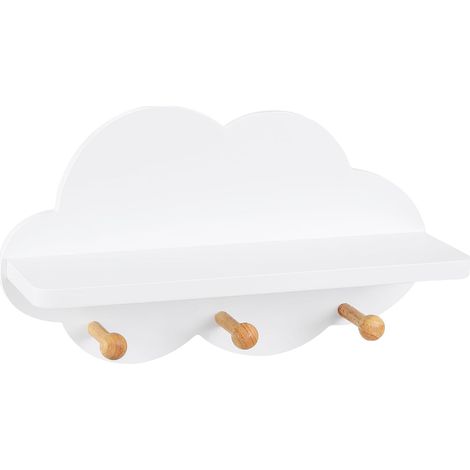 WOLTU Wolkenregal mit Haken Wandregale Schweberegal Hängeregal Wanddeko Weiß für Kinderzimmer Deko (1/5)