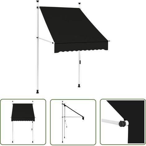 Auvent de Balcon Anti-Soleil - manuel rétractable - Auvent de jardin terrasse bistro - 100 cm Anthracite Chic-834248 (1/5)