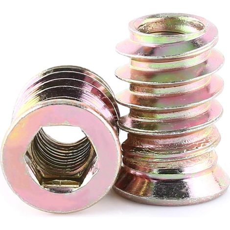 Écrous d'insertion filetés de 20 pièces, inserts en bois filetés d'entraînement hexagonaux plaqués zinc pour l'assortiment de meubles en bois(M617mm).