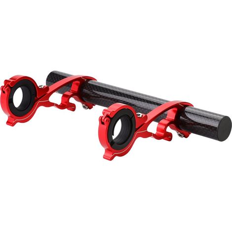 Rallonge de guidon de vélo pour GPS, lampes, phares, caméras (tube en carbone rouge de 20 cm) (1/5)