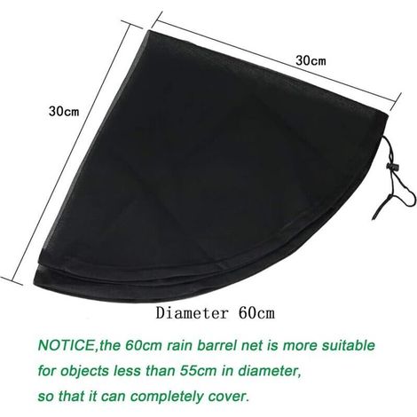 2 Pcs Filet pour Citerne de Pluie,Ø 60 cm Housse pour tonneau de Pluie avec Cordon de Serrage,Filet de Protection Réglable,Protection Contre Les Feuilles, Les moustiques (1/3)