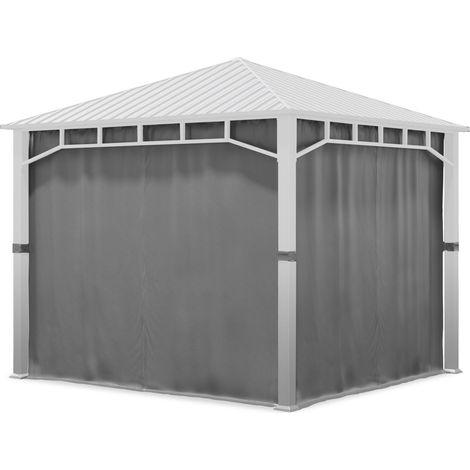 TOOLPORT 4 Seitenteile für Gartenpavillon Sunset Superior 3x3 m - Polyester ca. 180 g/m² - mit Reißverschluss - grau (1/5)