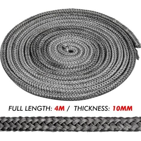 4 m Dichtungsschnur Ø 10 mm für Öfen, Glasfaser-Dichtungsschnur für Ofentüren, Kamindichtung für Ofeneinsätze, hitzebeständig bis 550 °C (1/4)