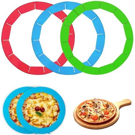Lot de 3 bordures de protection en silicone ajustables pour tartes et pizzas, idéales pour la cuisson de 20 à 28 cm de diamètre. (1/5)