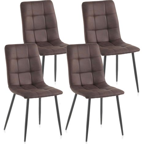 Set 4 Sedie 42,5x52,5x87,5 cm in Similpelle Marrone Scuro (1/4)