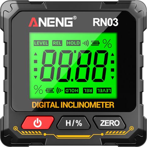 1 x Rapporteur D'angle Numérique - Laser Horizontal - Niveau Magnétique - Inclinomètre Rechargeable USB-C - Précision ±0,5° - 6,6 x 6,6 x 3,2 cm - Noir (1/5)