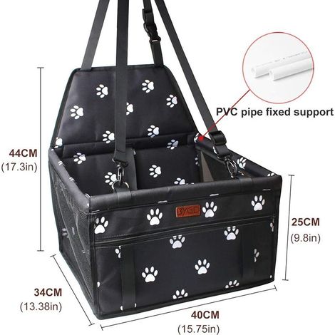 Siège d'Appoint pour Chien avec Tige de Support de Nivellement, Siège d'Auto pour Chien Adapté aux Animaux de Petite et Moyenne Taille, en Polyester, Bords surélevés ou renforts selon le modèle (1/5)