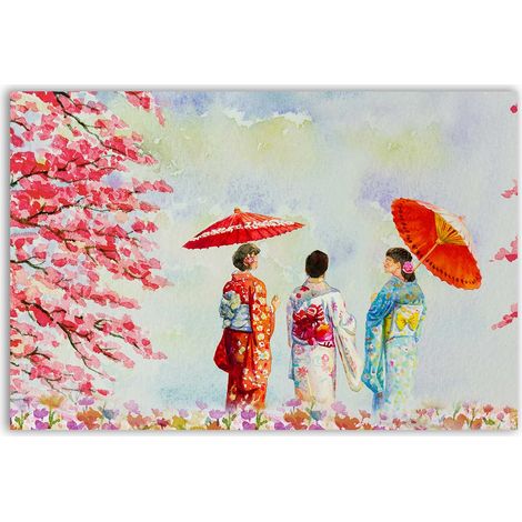 Tableau geishas sous cerisiers en fleurs (1/5)