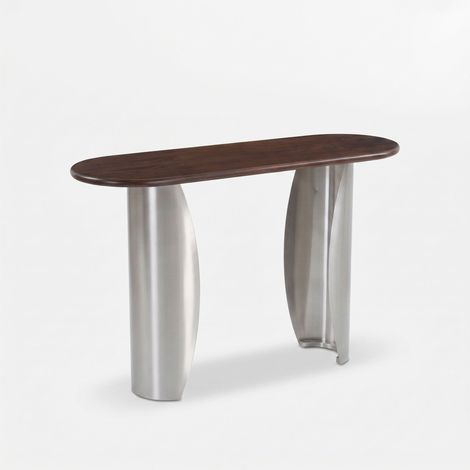 Consola Selma de madera de mango marrón oscuro y metal cepillado de 135 cm (1/4)