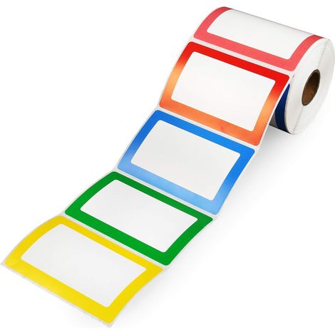 Etiquettes Adhesives - 300 Pièces - 5 Couleurs - 89 mm x 57 mm - Découpées en Ligne - Pour École Bureau Maison