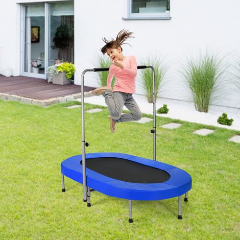 Trampoline de Fitness Double Pliable 153x100 CM avec Poignée Réglable sur 5 Positions Charge Max.150kg