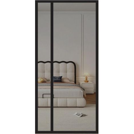 1 summer mosquito net, side opening, magnetic Velcro closure, 110 x 210 cm (black) (1/5)