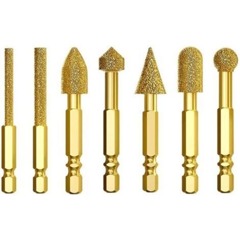 Jeu de fraises en carbure, kit de 7 limes rotatives à queue hexagonale, fraises de coupe en acier au tungstène à tranchant affûté, accessoires pour outils électriques avec fonction de rectification (1/4)