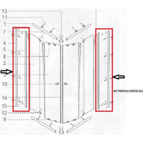 R BOX DOCCIA CM.70X90(KIT PROFILI VERTICALI)- 1,0 confezione