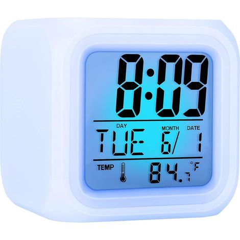 Réveil de chevet numérique Pxcl à 7 couleurs changeantes avec LED et lumières, cadeau d'anniversaire pour enfants, filles, garçons, femmes et adultes. (1/5)