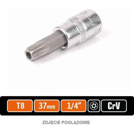 Llave de tubo de 1/4" con punta Torx de 37 mm/T8 / (con orificio) / llave de tubo (1/2)
