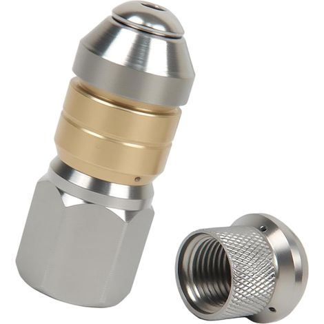 Buse de Nettoyage Canalisation Haute Pression 1/8" pour Kärcher Nilfisk Kränzle WAP, Buse Rotative Acier Inoxydable G1/8" Filetage Interne, pour Nettoyage Tuyaux Laveuse Haute Pression (1/5)