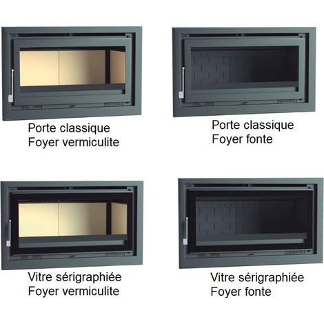 Fm Calefaccion – Insert cheminée acier 4mm – Foyer fonte double combustion – Puissance 13,3/18,8kW – Volume de chauffe 360m3 – Sortie fumées 200mm (1/3)